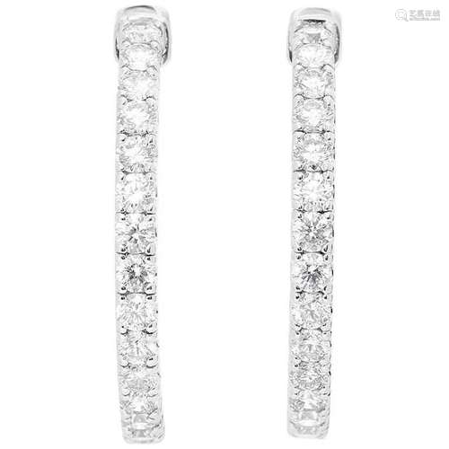 Diamond White Gold Inside-Out Hoop Earrings