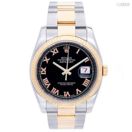 Rolex Yellow Gold Stainless Steel Datejust Automatic Wristwatch