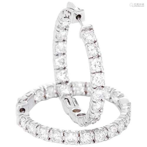 Beautiful 5.12 Carat Diamonds White Gold Inside-Out Hoop Earrings