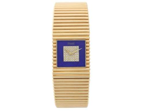 Piaget Ladies Yellow Gold Lapis Lazuli Diamond Dial Emperador Quartz Wristwatch
