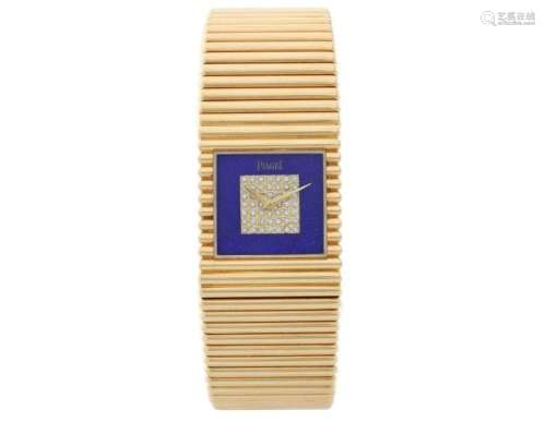 Piaget Ladies Yellow Gold Lapis Lazuli Diamond Dial Emperador Quartz Wristwatch