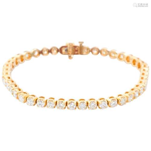 14 Karat Yellow Gold 6.21 Diamond Tennis Bracelet