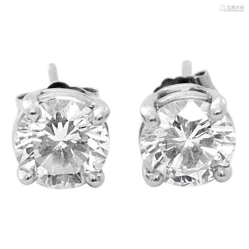 14 Karat White Gold Diamond Studs