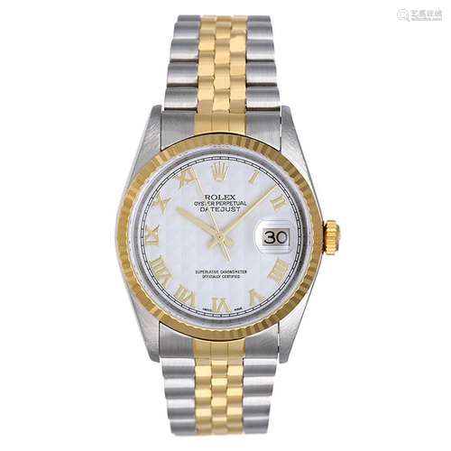 Rolex Stainless Steel and Yellow Gold Datejust Wristwatch Ref 16233