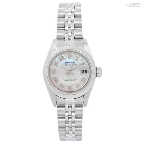 Rolex Ladies White Gold Stainless Steel Date Automatic Wristwatch Ref 79174