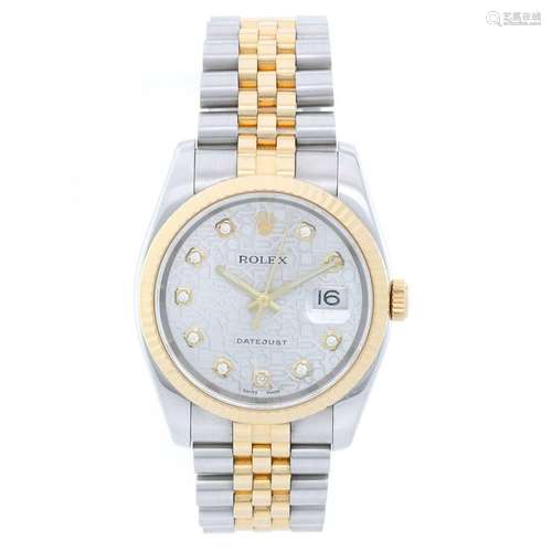 Rolex Yellow Gold Stainless Steel Datejust Automatic Wristwatch Ref 116233