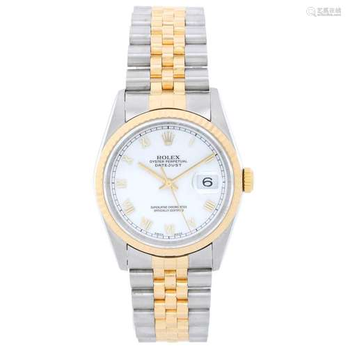 Rolex Yellow Gold Stainless Steel Datejust Automatic Wristwatch Ref 16233