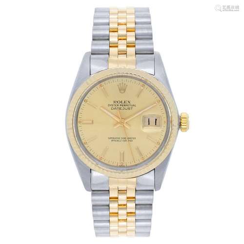 Rolex Yellow Gold Stainless Steel Datejust Automatic Wristwatch Ref 16013