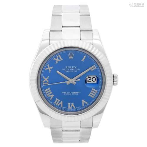 Rolex Datejust II Men's Stainless Steel Watch 116334 Blue Dial