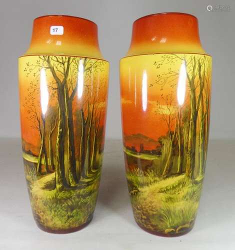 Elgé \nPaire de vases en faience à decor de paysage…