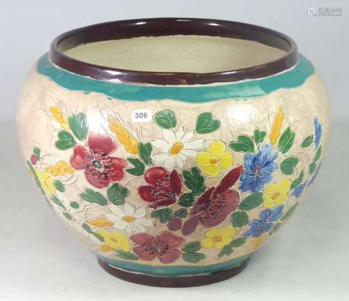 Massier Vallauris \nGrand cache pot en faience à dé…