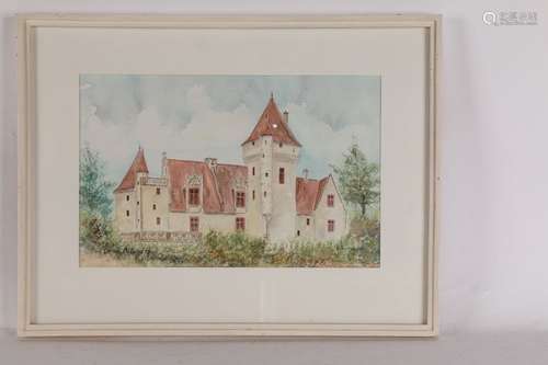 ECOLE FRANCAISE, le manoir gothique, aquarelle, tr…