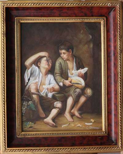 ECOLE ESPAGNOLE(XXème s.), deux enfants, huile sur…