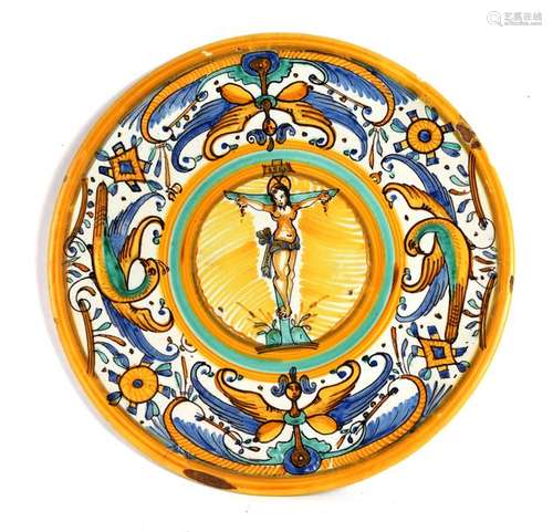 Italie, XIX ème, grand plat en faience polychrome …