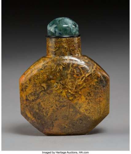 78002: A Chinese Faceted Mottled Agate Snuff Bottle, Qi