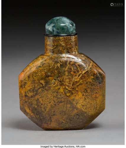 78002: A Chinese Faceted Mottled Agate Snuff Bottle, Qi