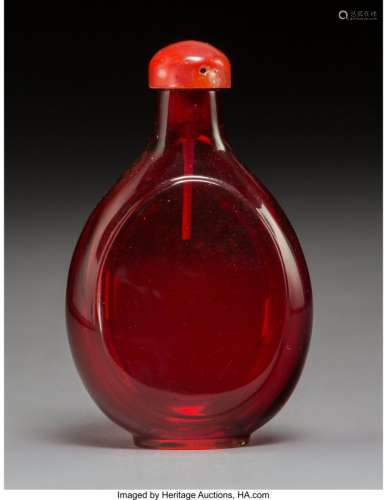 78008: A Ruby Red Peking Glass Snuff Bottle, Qing Dynas