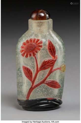 78009: A Chinese Four-Color Glass Overlay Snuff Bottle,