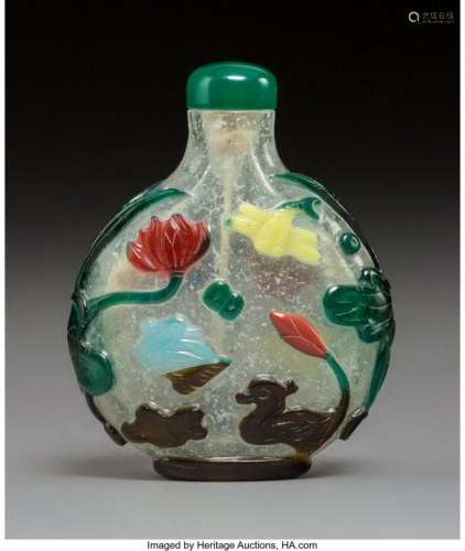 78015: A Chinese Seven-Color Glass Overlay Snuff Bottle