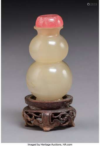 78031: A Chinese Agate Double Gourd-Form Snuff Bottle,