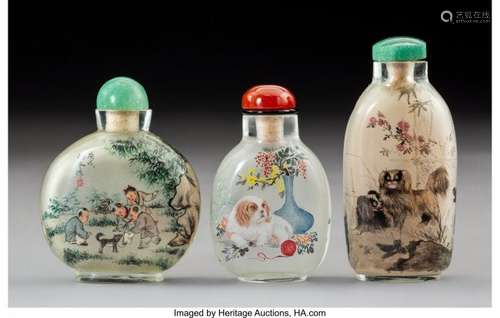 78045: Three Chinese Inside-Painted Glass Snuff Bottles