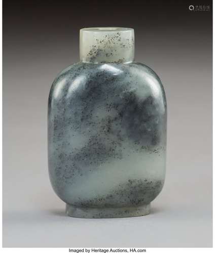 78055: A Chinese Carved Grey Jade Snuff Bottle, Qing Dy