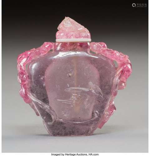 78059: A Chinese Carved Tourmaline Snuff Bottle, Qing D