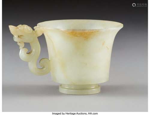 78067: A Chinese Carved White and Russet Jade Cup, late