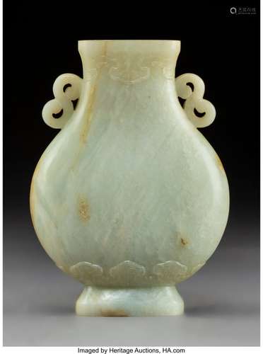 78068: A Rare Chinese Carved Pale Celadon Jade Twin-Han