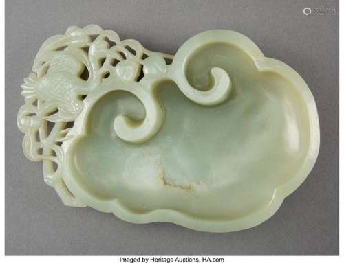 78072: A Fine Chinese Carved Pale Celadon Jade Lingzhi-