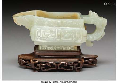 78073: A Chinese Archaistic Carved White Jade Pouring V