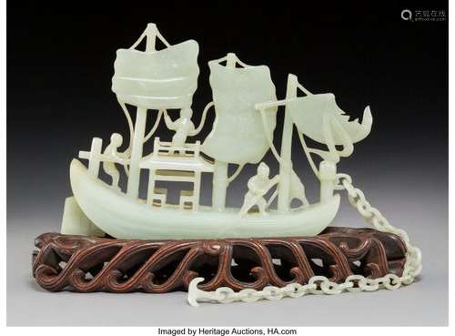 78083: A Fine and Intricate Chinese Carved Celadon Jade