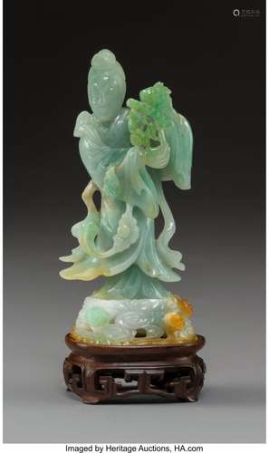 78123: A Chinese Carved Jadeite Figure of a Maiden, Qin