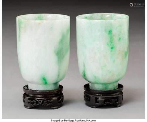 78128: A Pair of Chinese Jadeite Cups, Republic Period