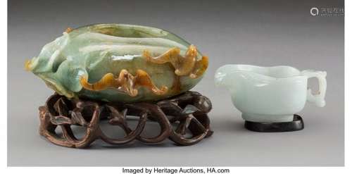 78129: Two Chinese Jadeite Vessels, Qing Dynasty 2-7/8