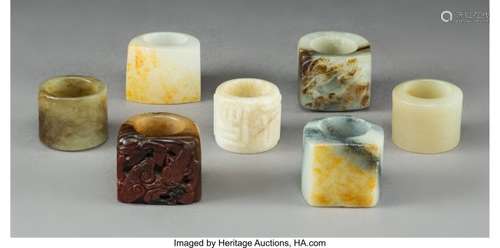 78131: A Group of Seven Chinese Carved Jade and Hardsto