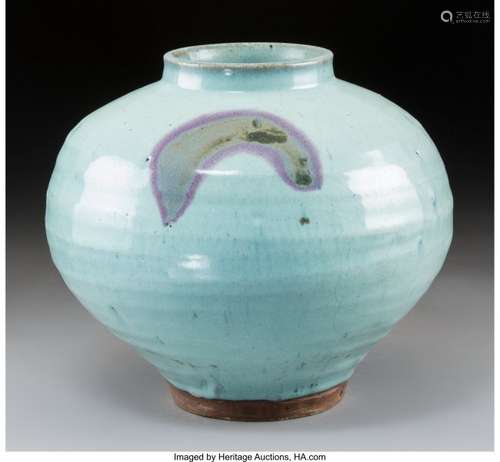 78142: A Chinese Jun Ware Jar, Yuan Dynasty 9-1/2 x 11-