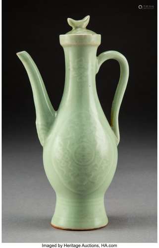 78152: A Chinese Longquan Ewer with Cover, Ming Dynasty