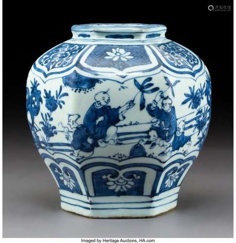 78156: A Chinese Blue and White Porcelain Hexagonal Jar