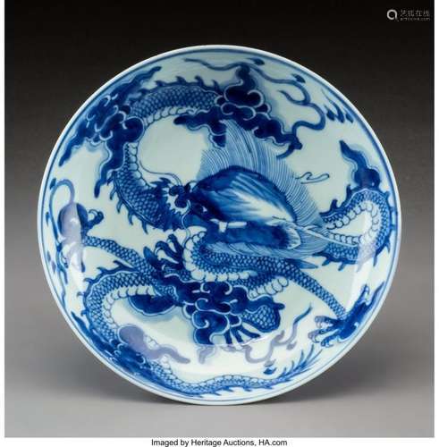 78168: A Chinese Blue and White Porcelain Dish, Qing Dy