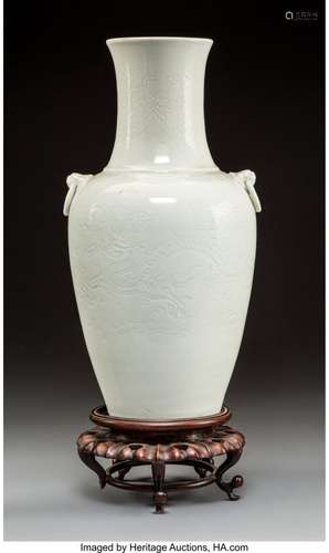 78176: A Chinese Incised Dehua Porcelain Dragon Vase, Q