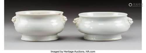 78177: A Pair of Chinese Dehua Porcelain Censers, Qing