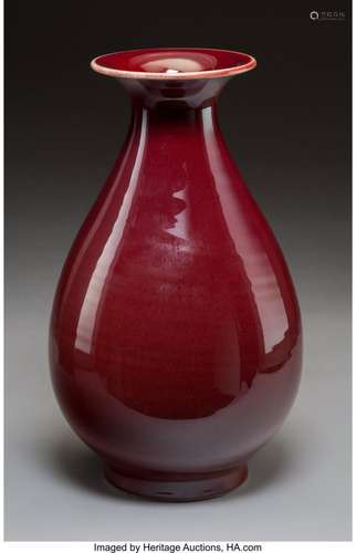 78181: A Chinese Oxblood Glazed Porcelain Yuhuchun Vase