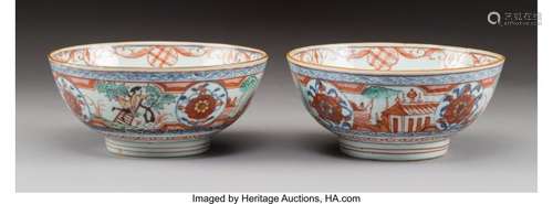 78190: A Pair of Chinese Export Enameled Porcelain Cher