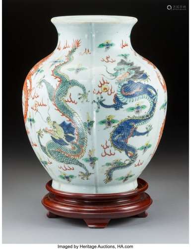 78195: A Chinese Wucai Enameled Porcelain Jar, Qing Dyn