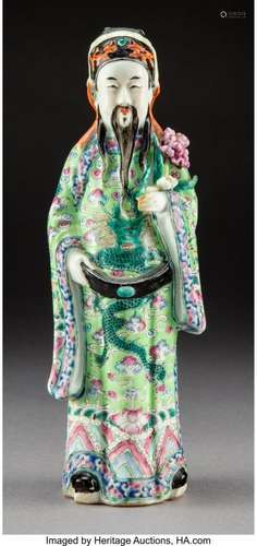 78198: A Chinese Famille Verte Enameled Porcelain Figur