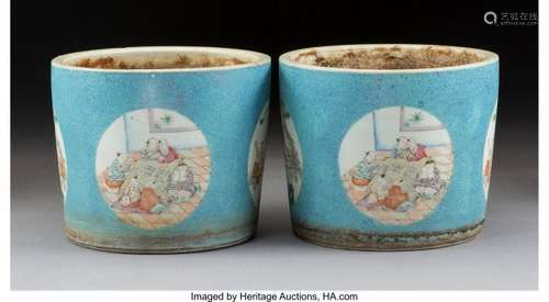 78202: A Pair of Chinese Enameled Porcelain Jardini&