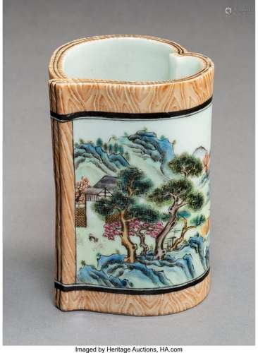 78210: A Chinese Enameled Porcelain Brush Pot, Republic