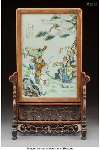 78218: A Chinese Enameled Porcelain Screen, 19th-20th c