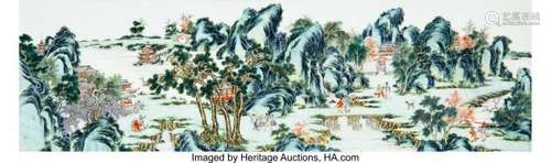 78220: A Chinese Enameled Porcelain Landscape Plaque, Q